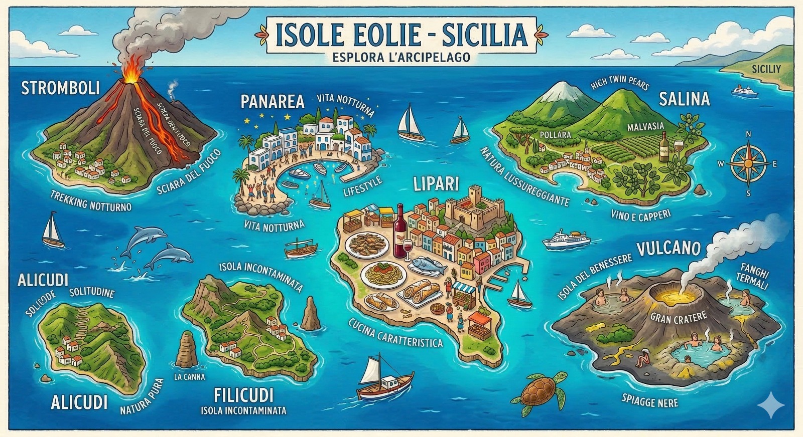 Mappa Isole Eolie